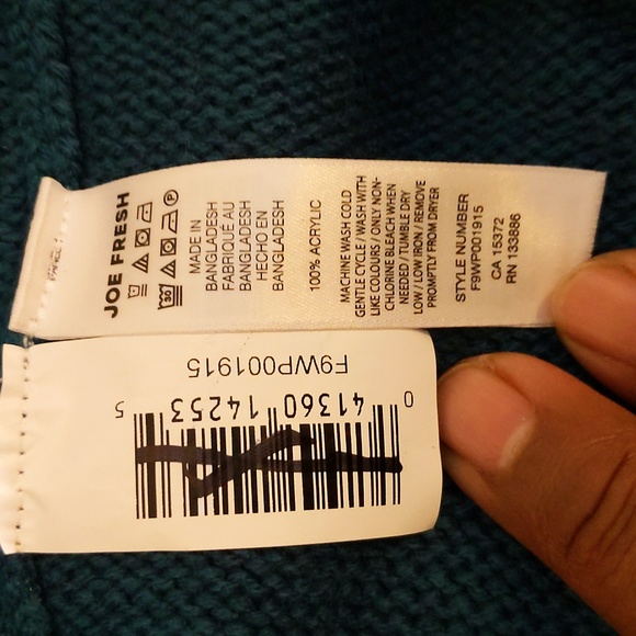 Joe Fresh| NWT Blue Long Sleeve Turtleneck Sweater With Side Slits Acrylic - Picture 11 of 13